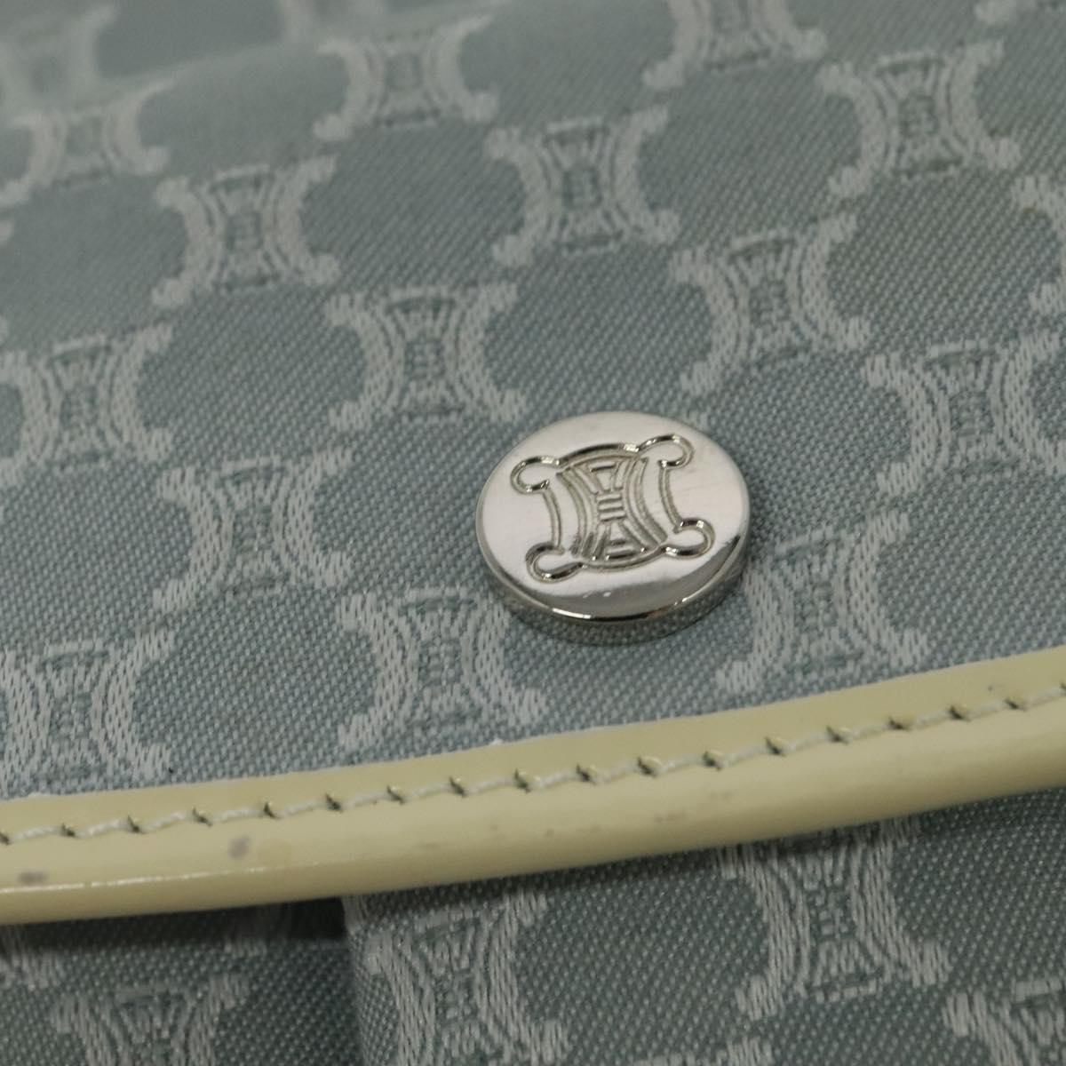 CELINE Macadam Canvas Shoulder Bag Light Blue Silver Auth 138328