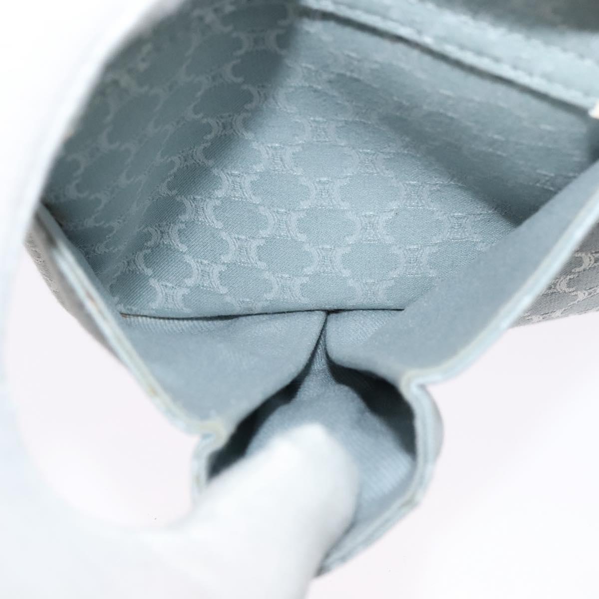 CELINE Macadam Canvas Shoulder Bag Light Blue Silver Auth 138328