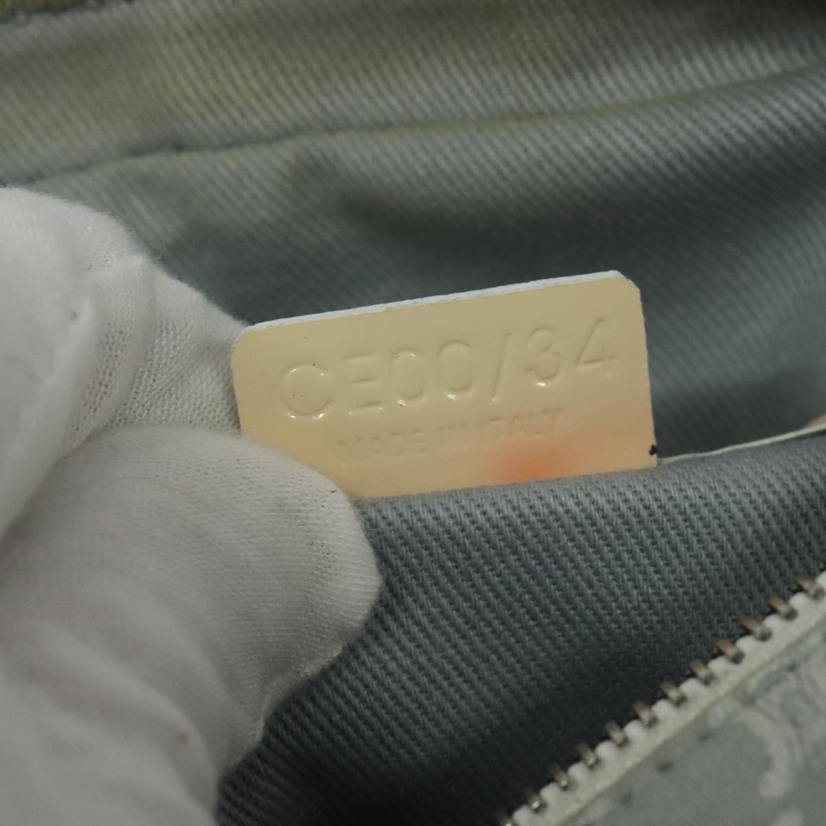 CELINE Macadam Canvas Shoulder Bag Light Blue Silver Auth 138328