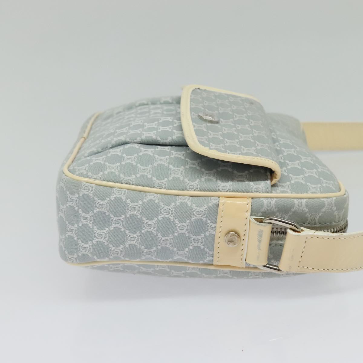 CELINE Macadam Canvas Shoulder Bag Light Blue Silver Auth 138328