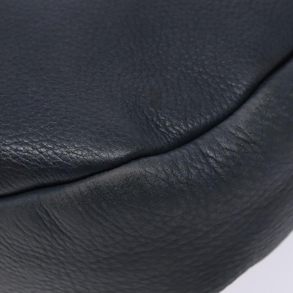 Salvatore Ferragamo Gancini Shoulder Bag Leather Navy Gold Auth 138329