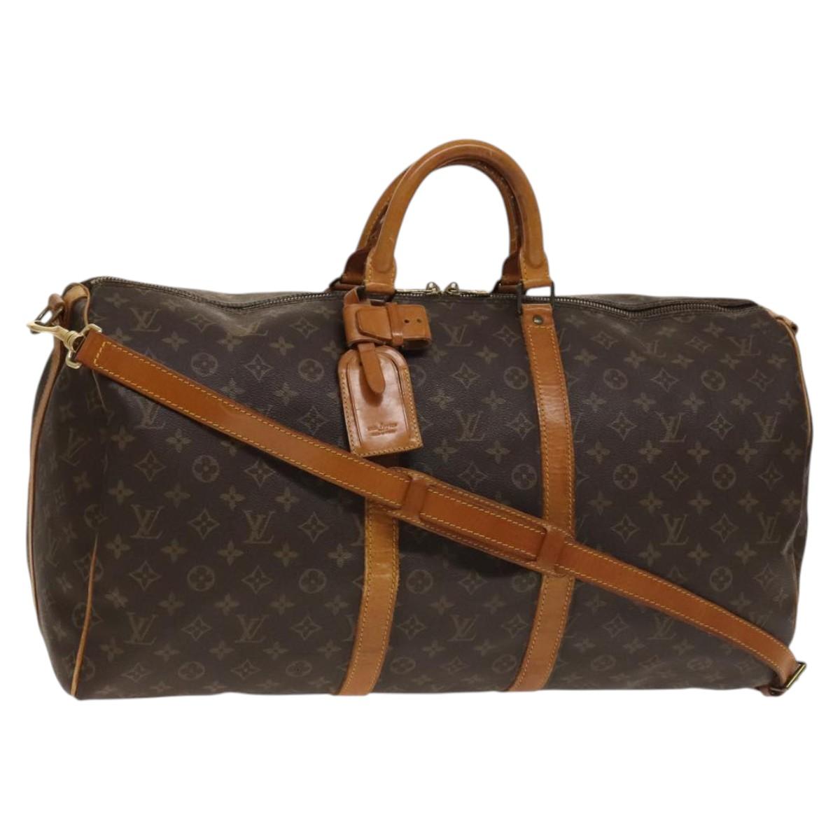 LOUIS VUITTON Monogram Keepall Bandouliere 55 Boston Bag M41414 LV Auth 138338