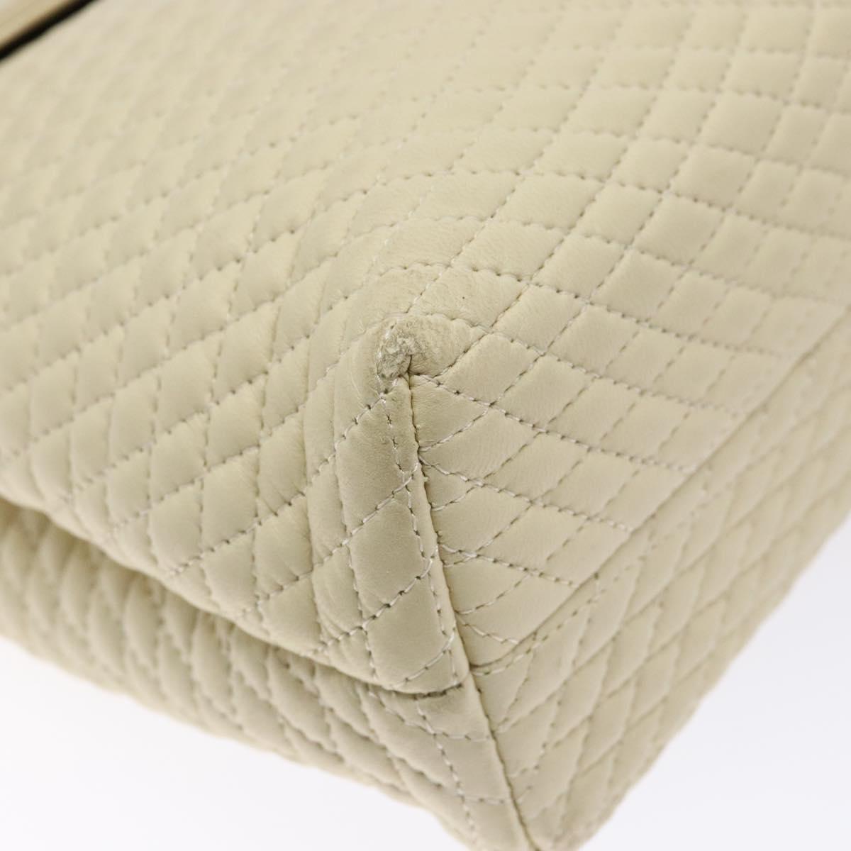 BALLY Hand Bag Leather Ivory Gold Auth 138341