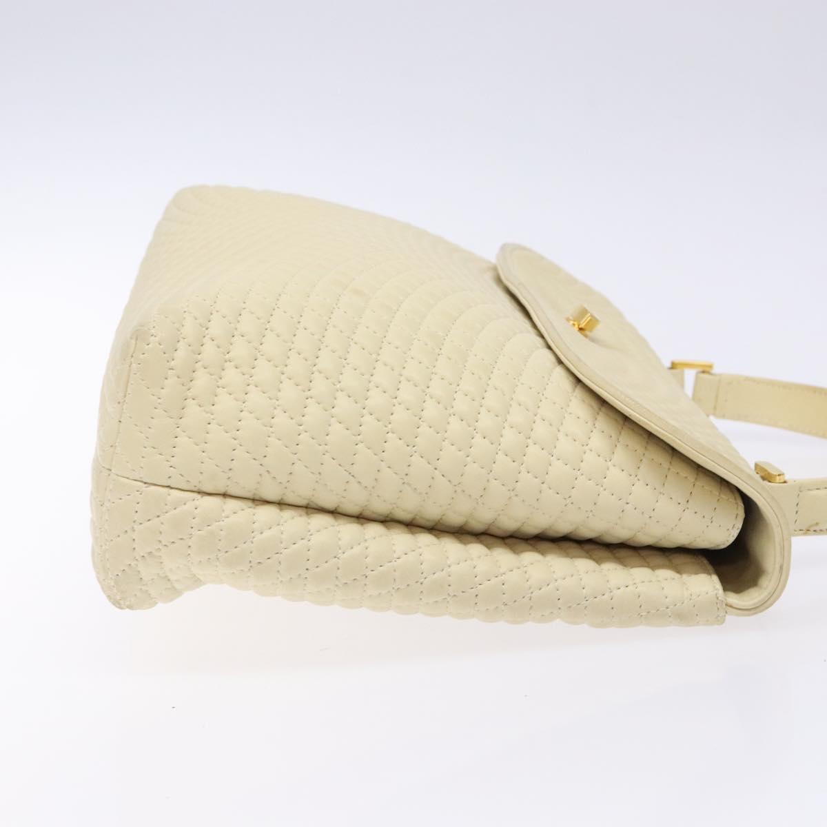 BALLY Hand Bag Leather Ivory Gold Auth 138341