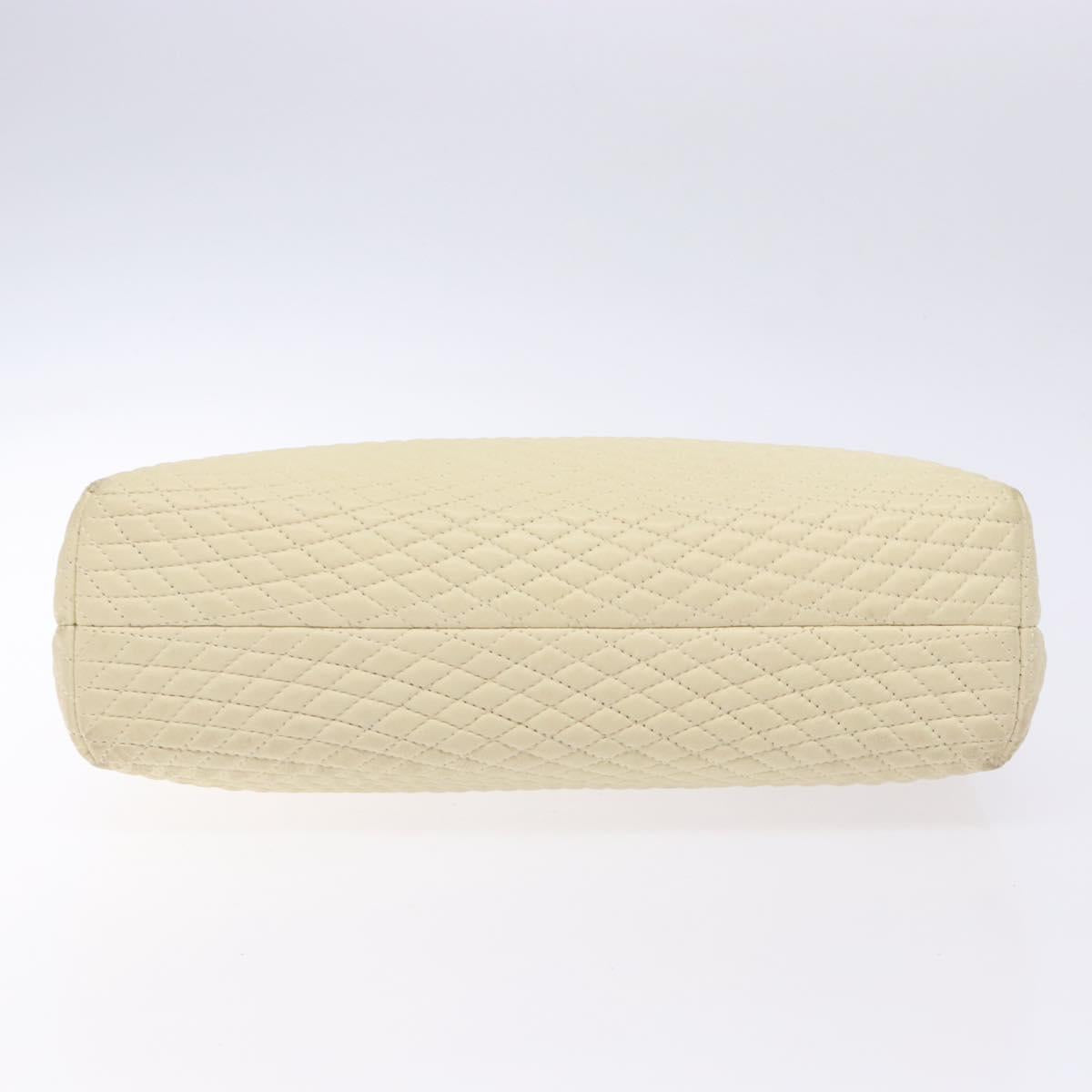 BALLY Hand Bag Leather Ivory Gold Auth 138341