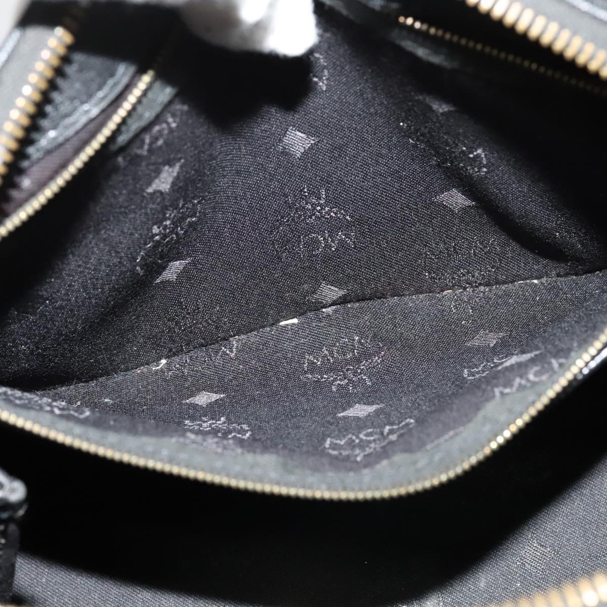 MCM Vicetos Logogram Hand Bag PVC 2way Black Gold Auth 138343