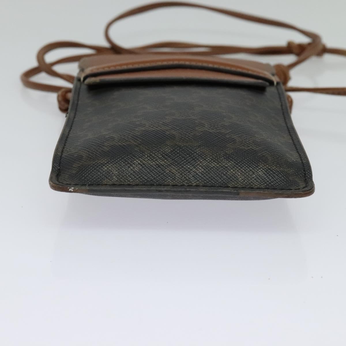 CELINE Triomphe Cell Phone Case Shoulder Bag PVC Black Auth 138351