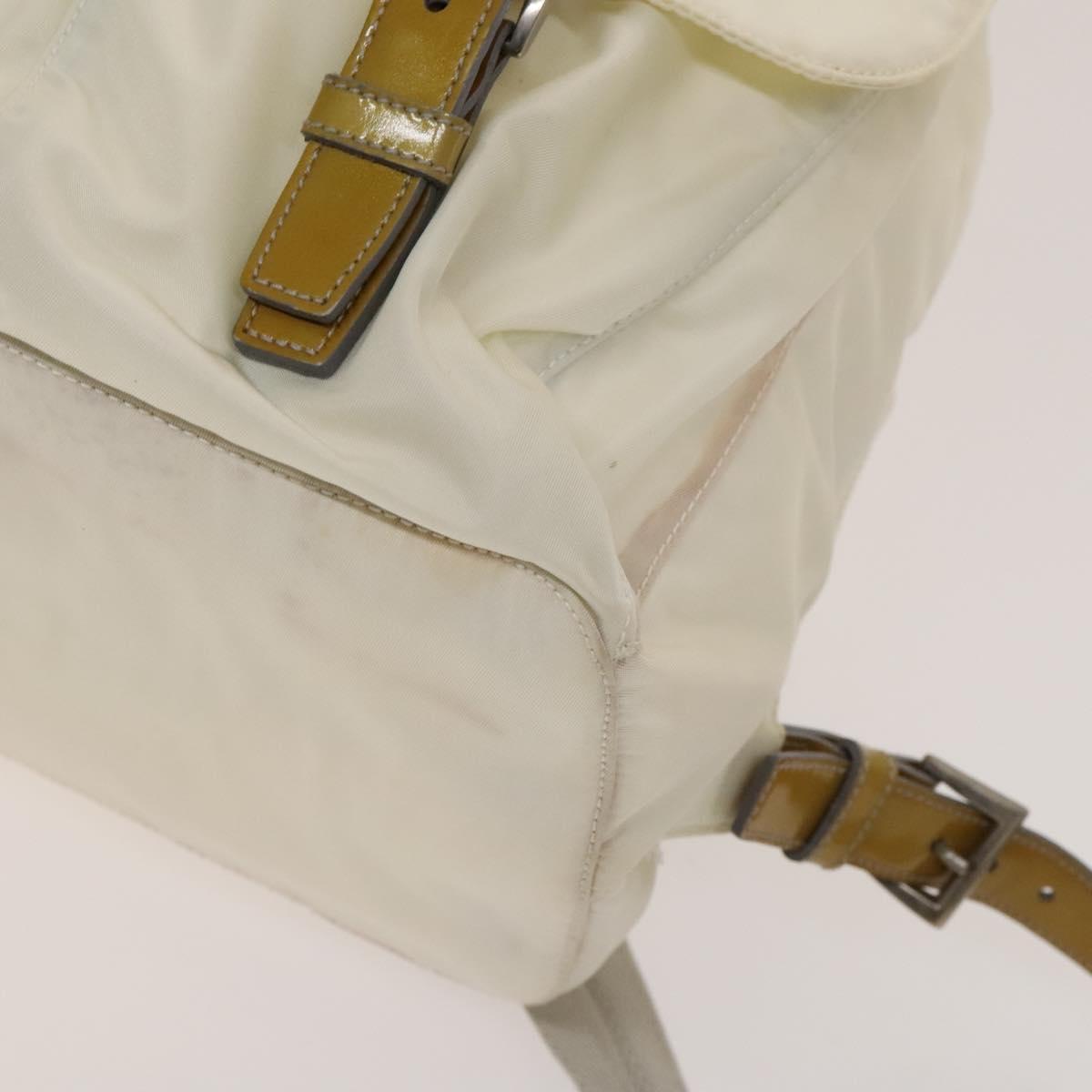 PRADA Backpack Nylon White Silver Auth 138353