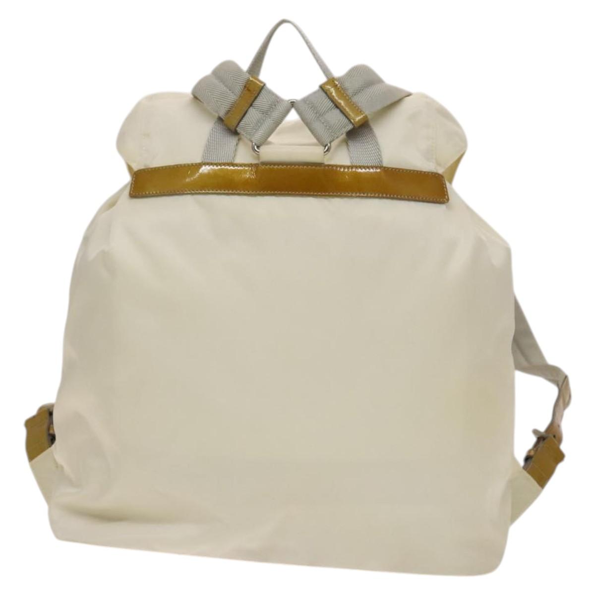 PRADA Backpack Nylon White Silver Auth 138353
