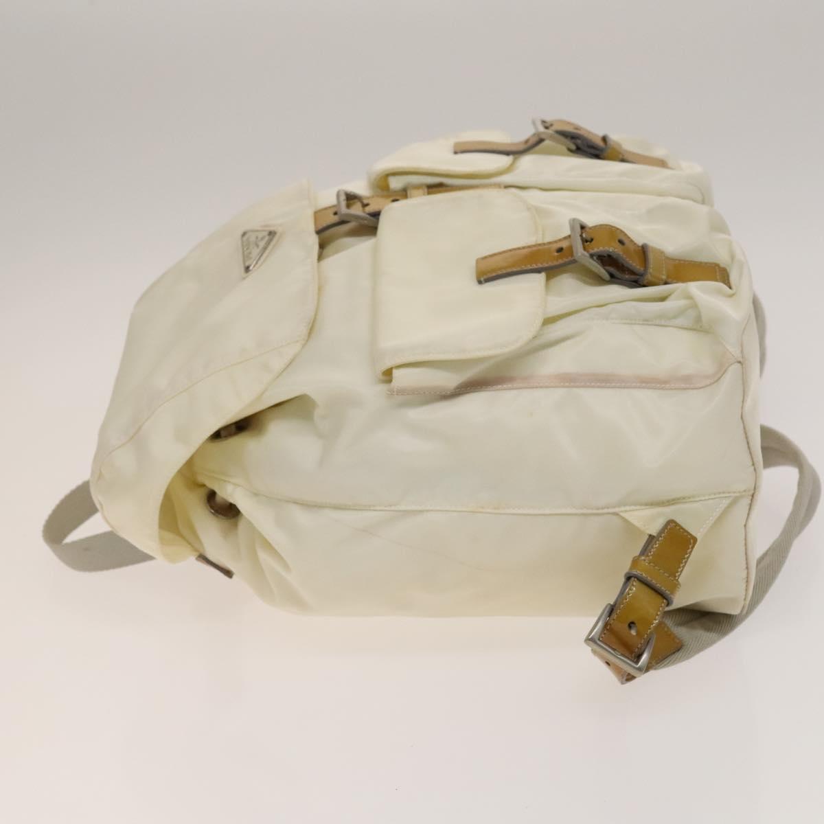 PRADA Backpack Nylon White Silver Auth 138353