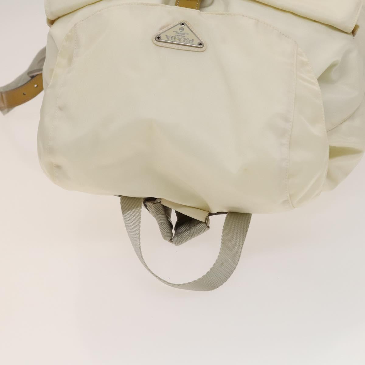 PRADA Backpack Nylon White Silver Auth 138353