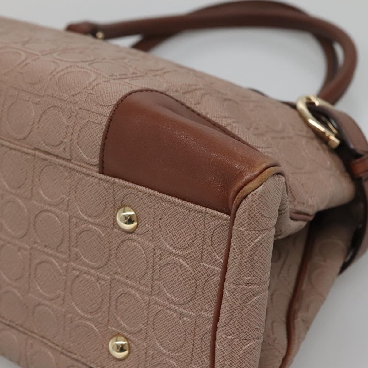 Salvatore Ferragamo Gancini Tote Bag Leather Brown Gold Auth 138354