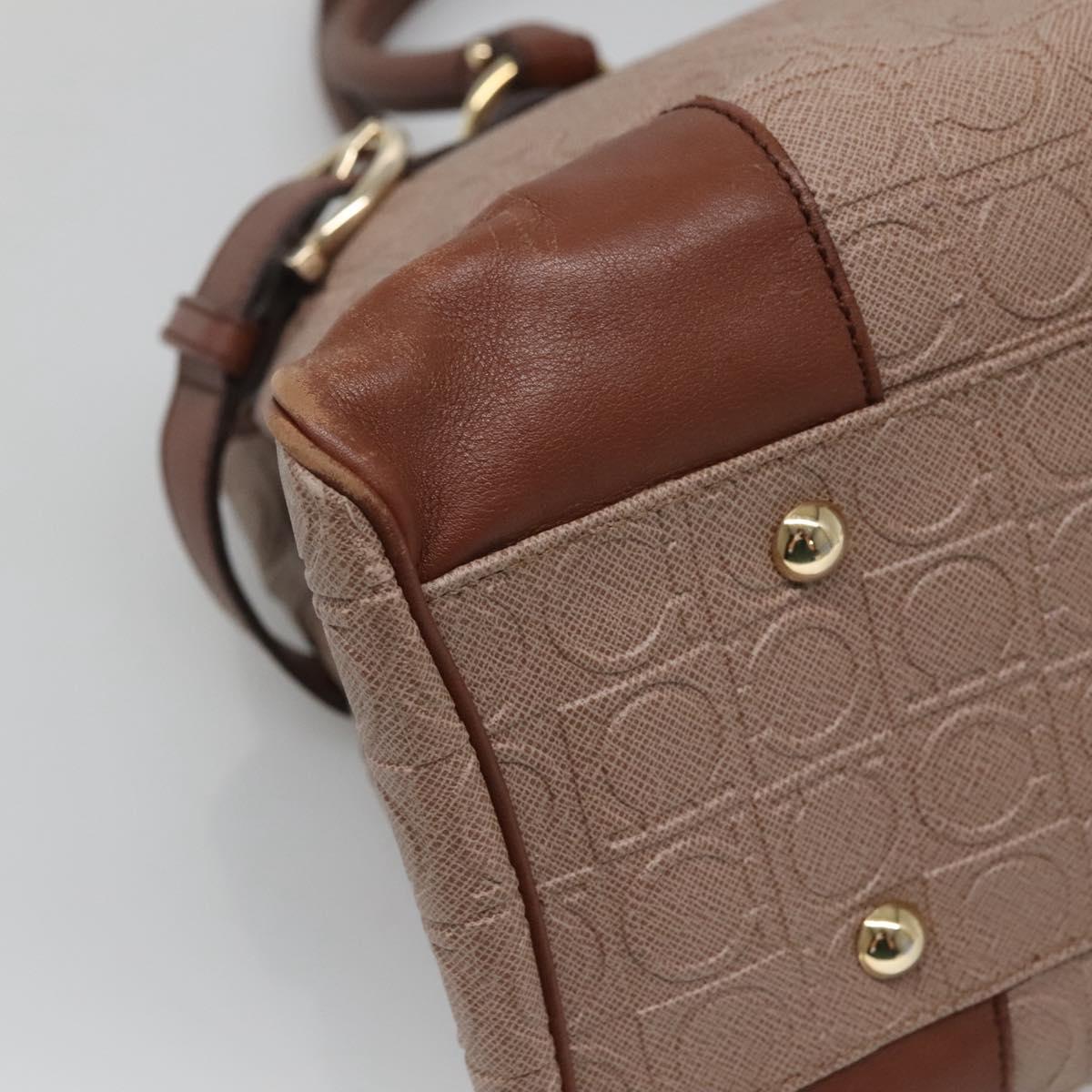 Salvatore Ferragamo Gancini Tote Bag Leather Brown Gold Auth 138354