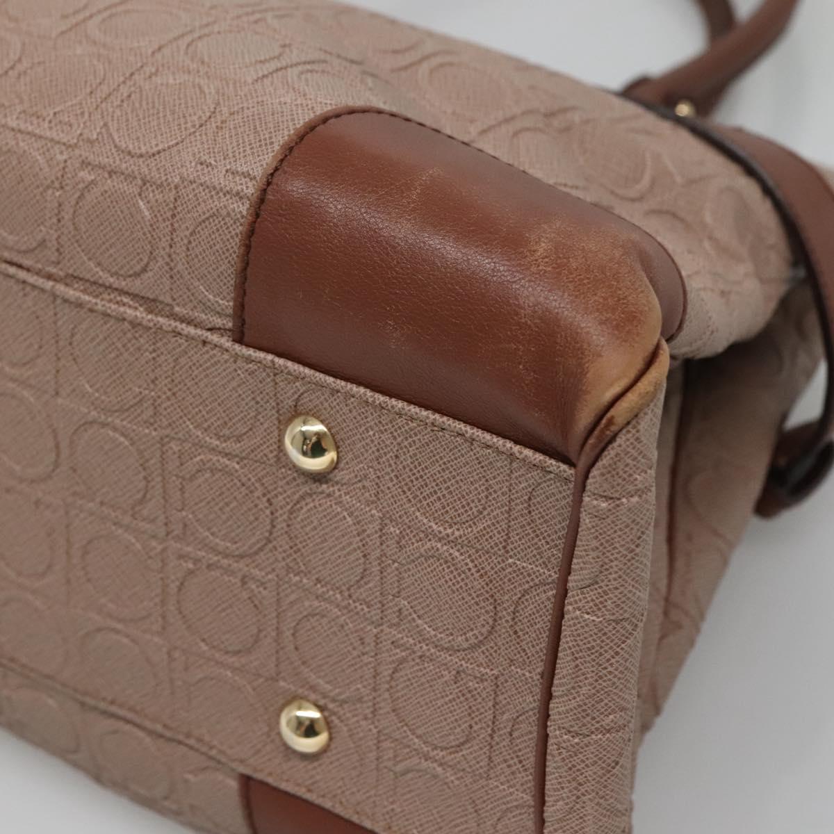 Salvatore Ferragamo Gancini Tote Bag Leather Brown Gold Auth 138354