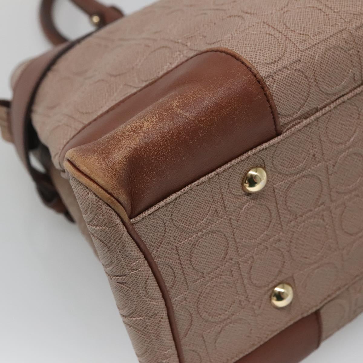 Salvatore Ferragamo Gancini Tote Bag Leather Brown Gold Auth 138354