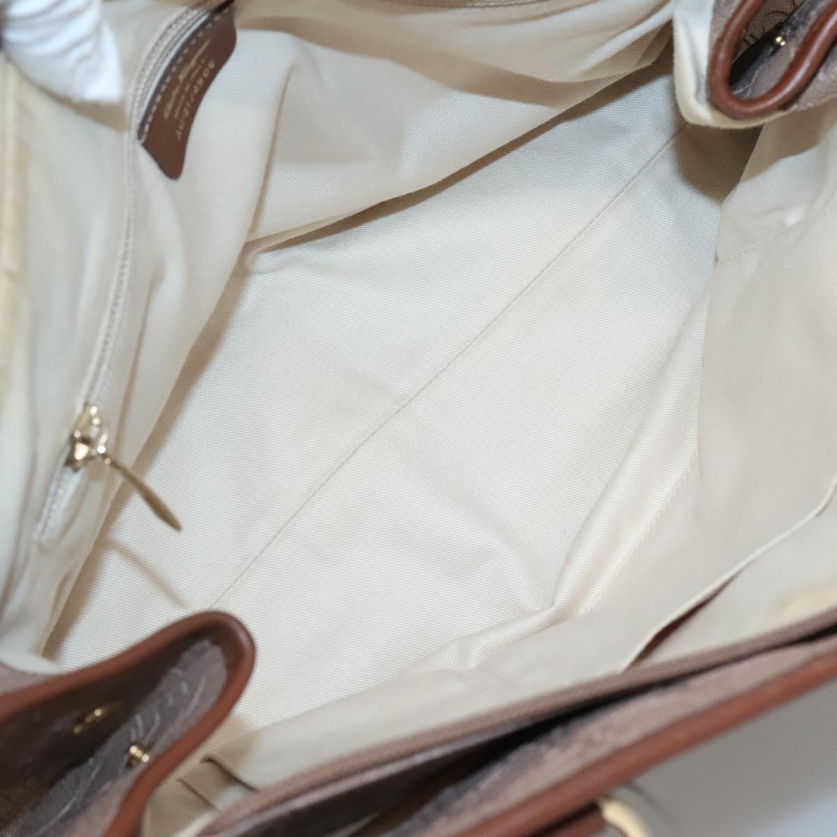 Salvatore Ferragamo Gancini Tote Bag Leather Brown Gold Auth 138354