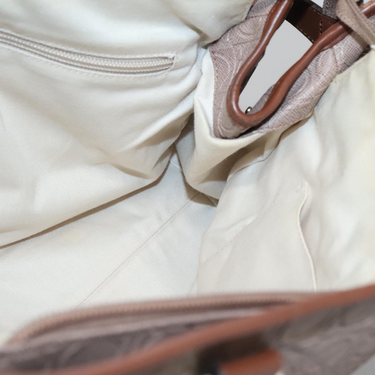 Salvatore Ferragamo Gancini Tote Bag Leather Brown Gold Auth 138354