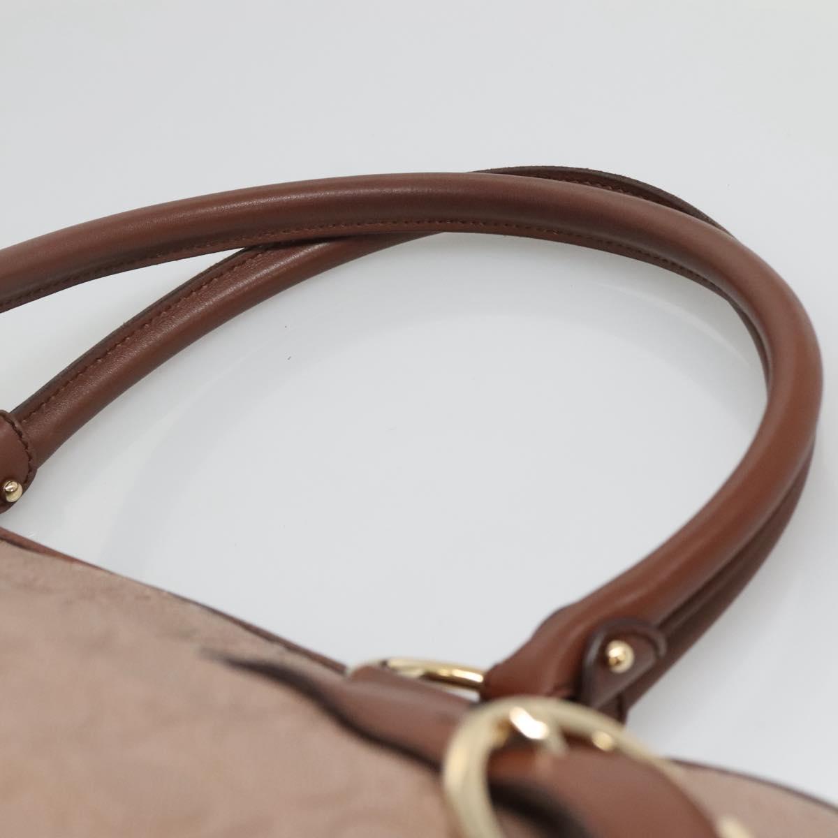Salvatore Ferragamo Gancini Tote Bag Leather Brown Gold Auth 138354