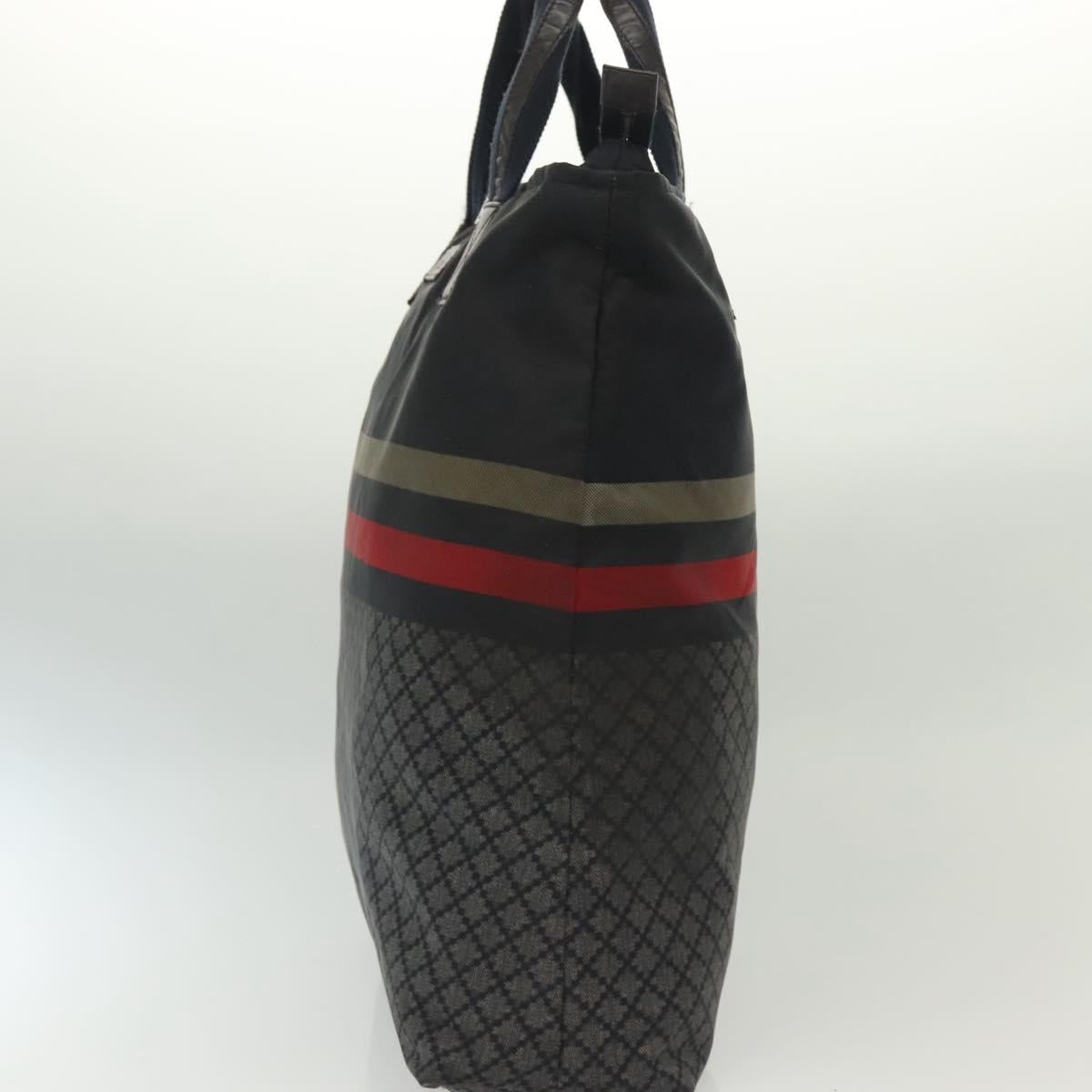 GUCCI Diamante Hand Bag Nylon Navy Gray Silver 268112 Auth 138357