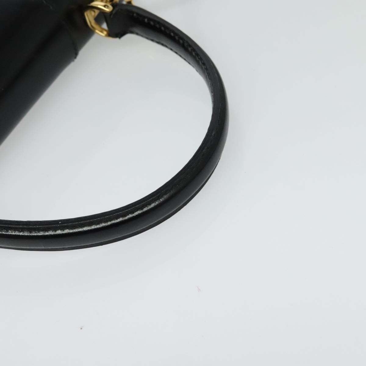 GUCCI Hand Bag Leather 2way Black Gold Auth 138368
