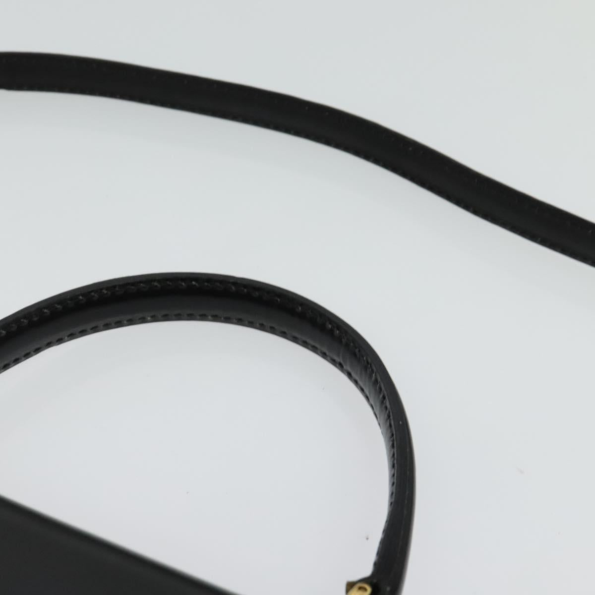 GUCCI Hand Bag Leather 2way Black Gold Auth 138368