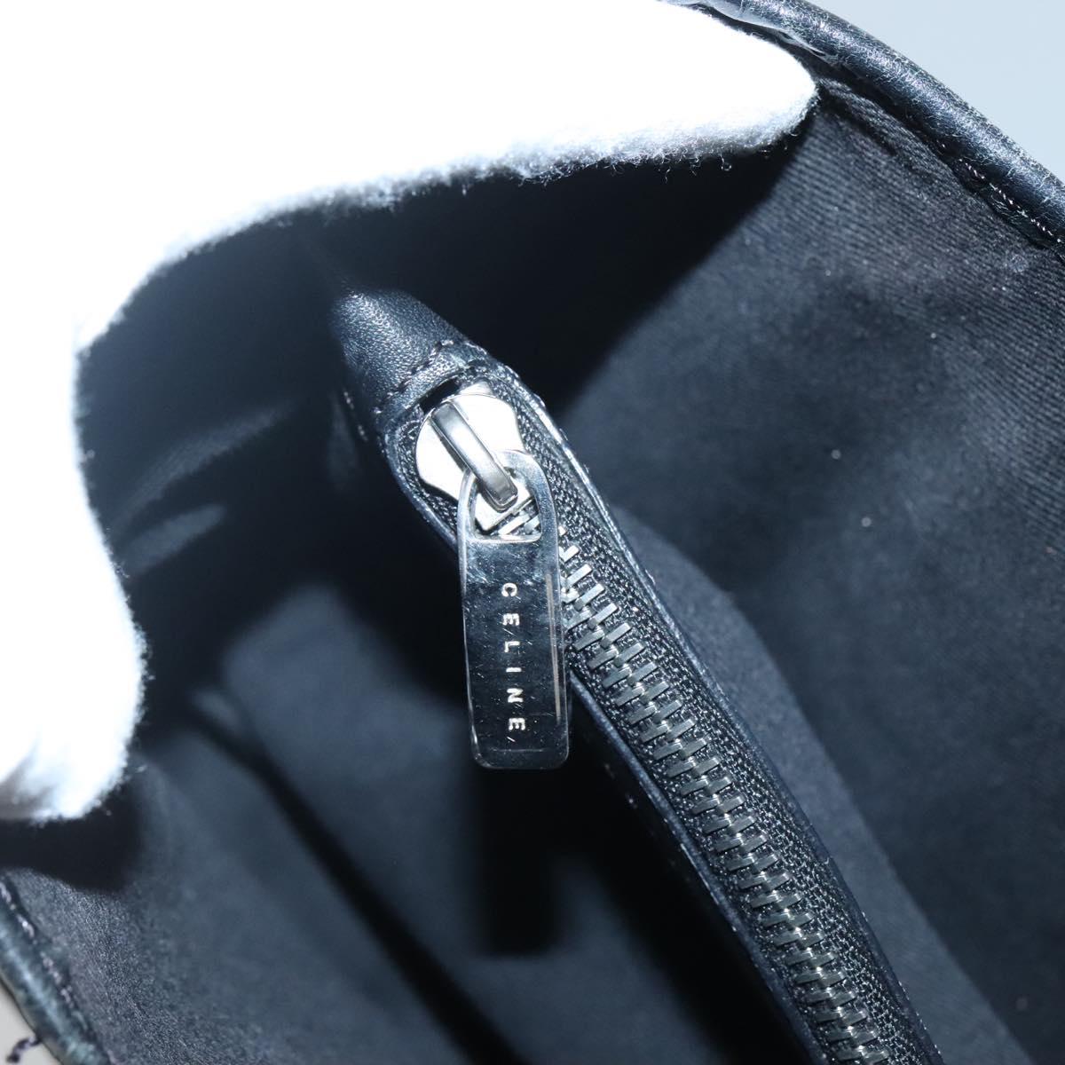 CELINE C Macadam Canvas Hand Bag Suede Black Silver Auth 138370