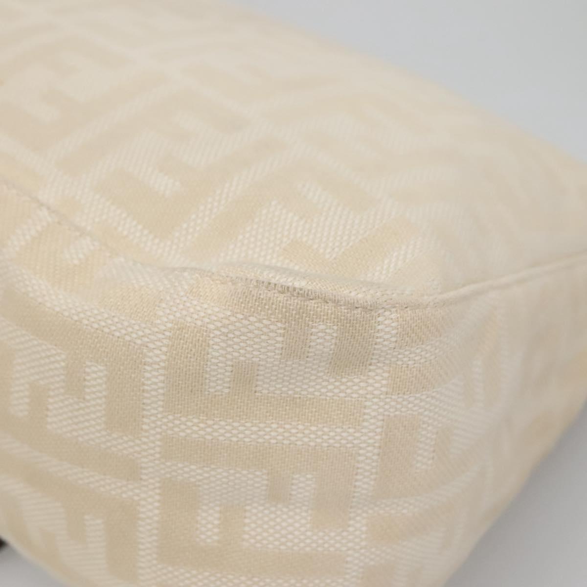 FENDI Zucca Canvas Mamma Baguette Shoulder Bag Beige Silver Auth 138371