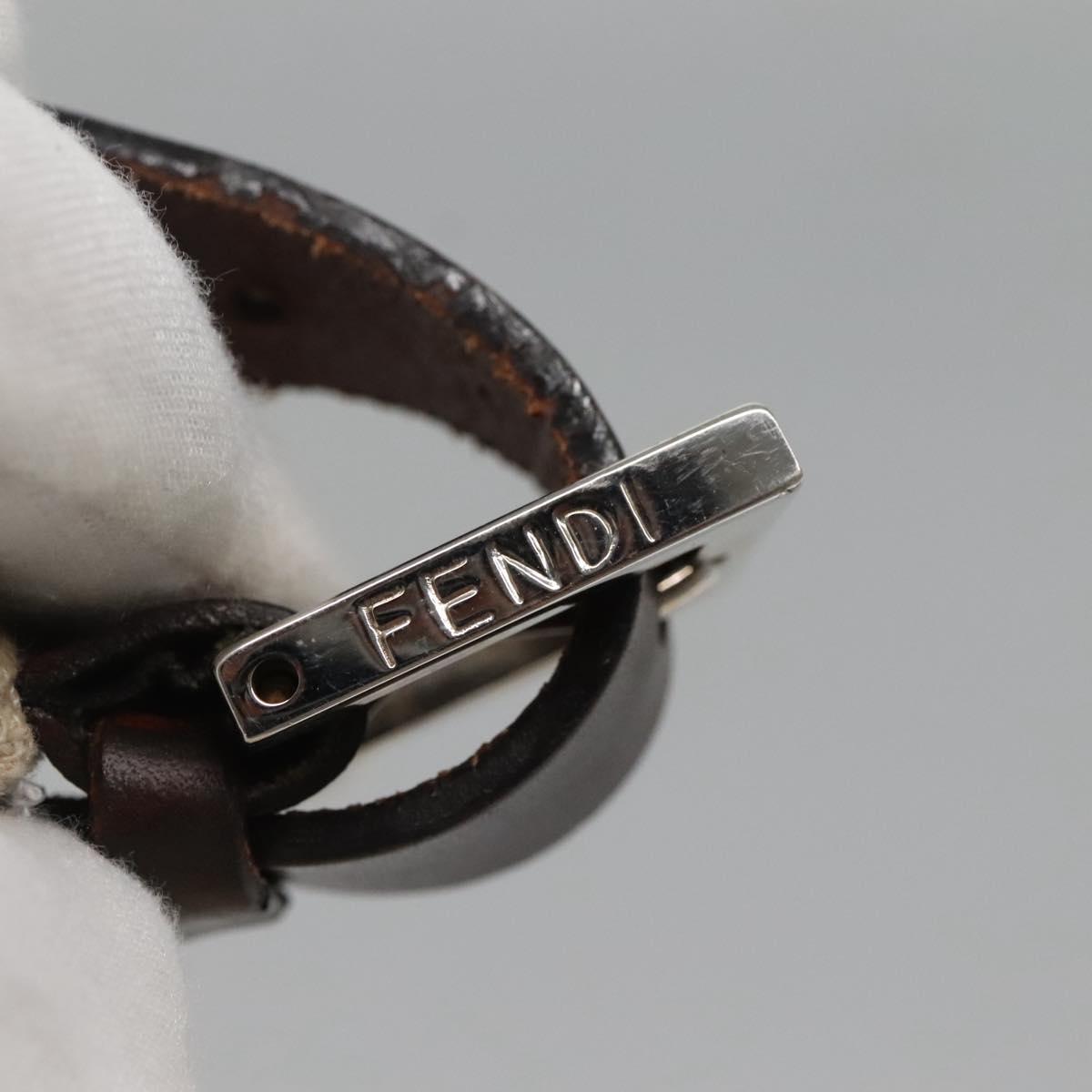FENDI Zucca Canvas Mamma Baguette Shoulder Bag Beige Silver Auth 138371