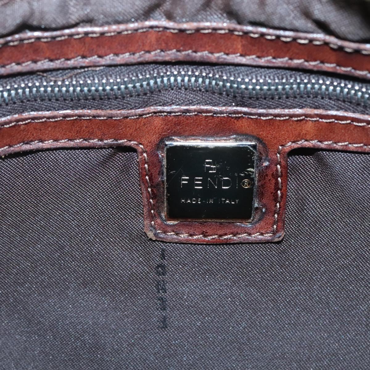FENDI Zucca Canvas Mamma Baguette Shoulder Bag Beige Silver Auth 138371