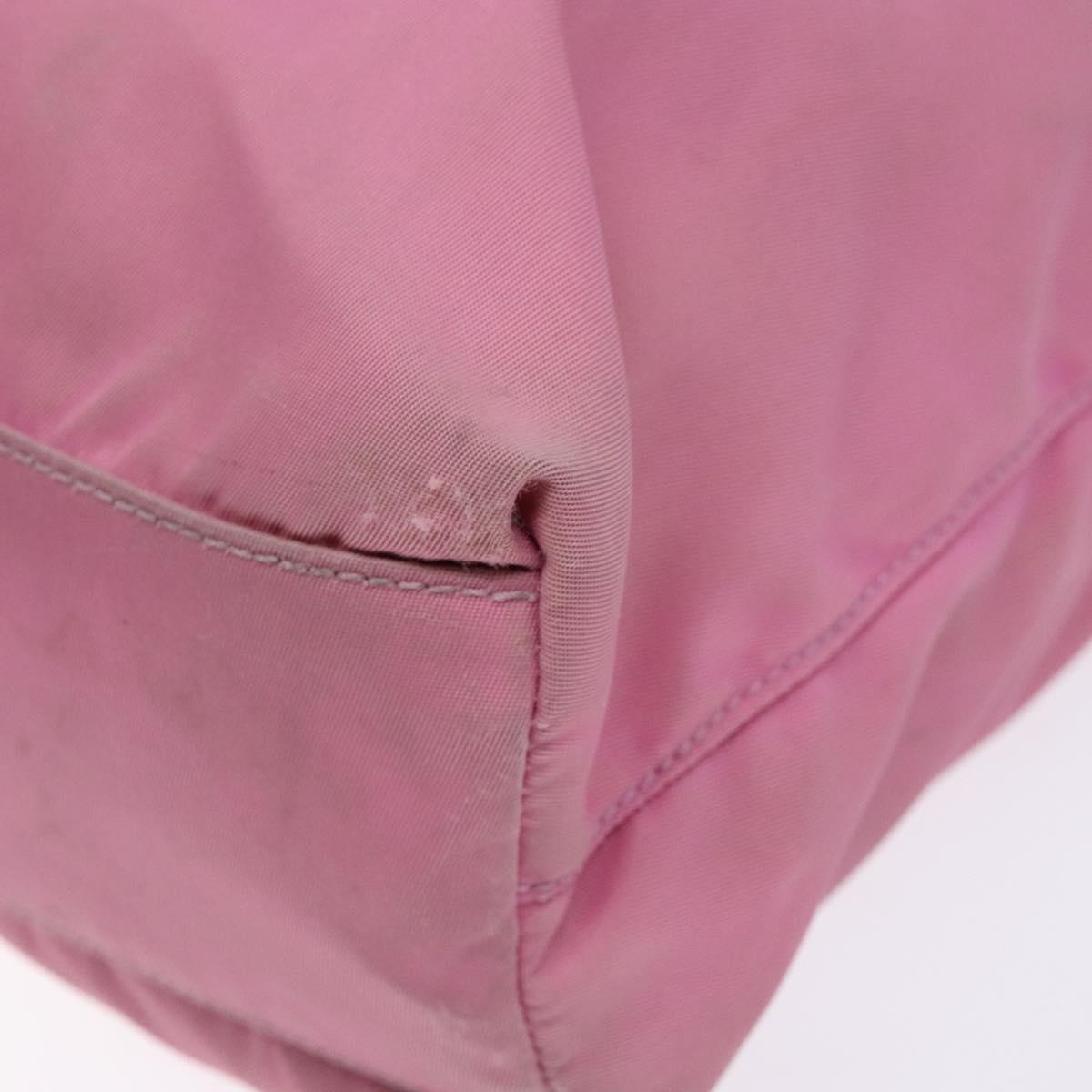 PRADA Tote Bag Nylon Pink Silver Auth 138372