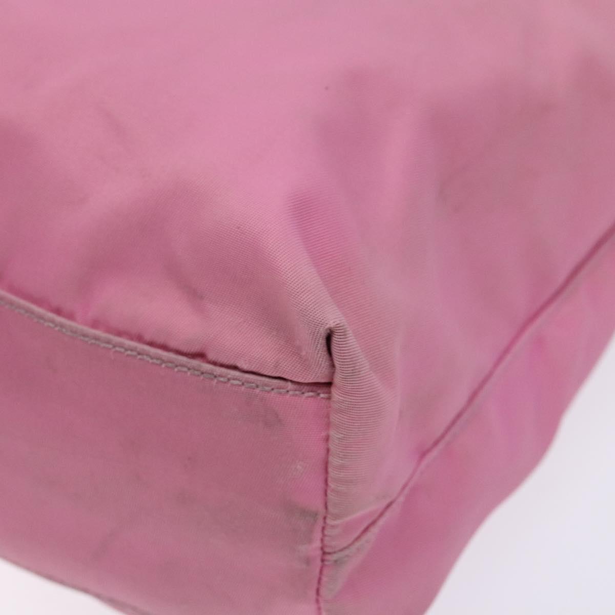 PRADA Tote Bag Nylon Pink Silver Auth 138372