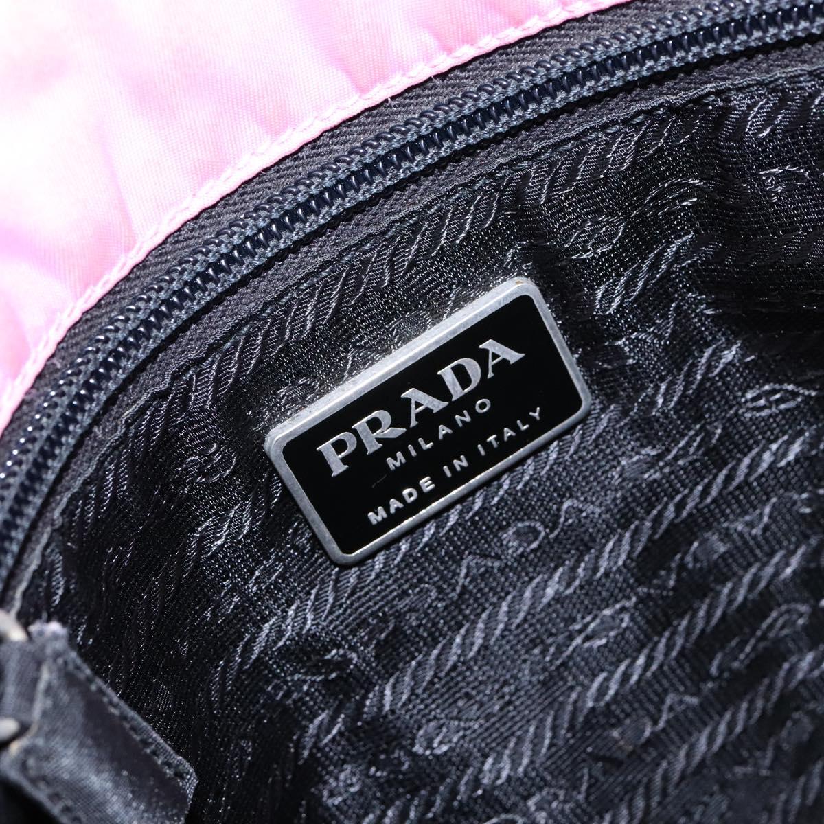 PRADA Tote Bag Nylon Pink Silver Auth 138372