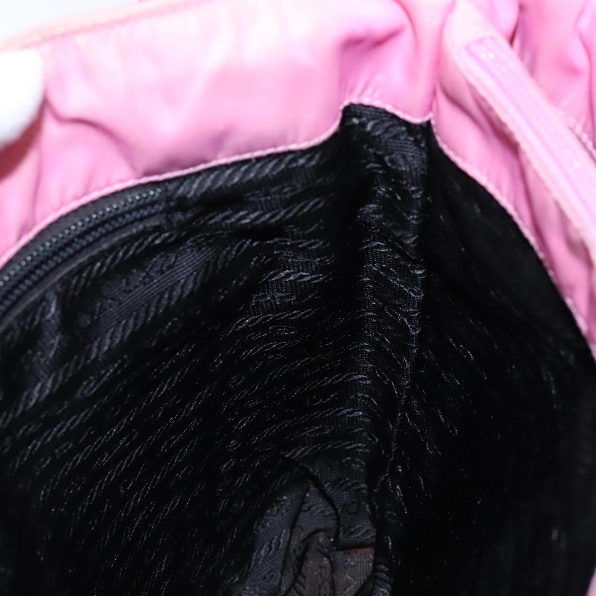 PRADA Tote Bag Nylon Pink Silver Auth 138372