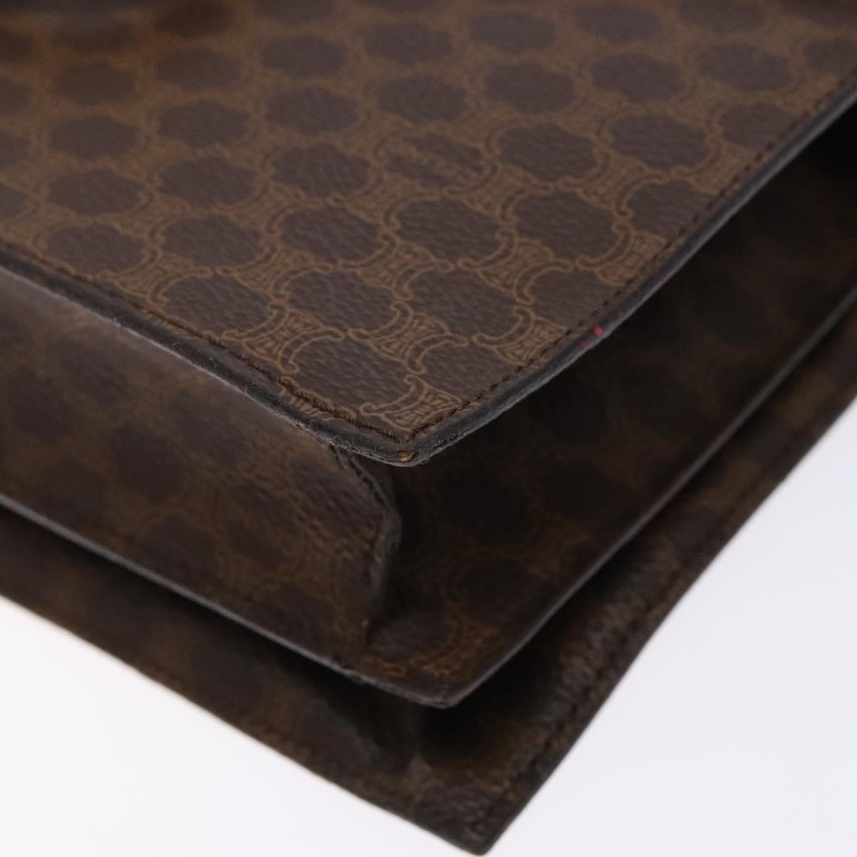 CELINE Macadam Canvas Hand Bag PVC Leather Brown Gold Auth 138386