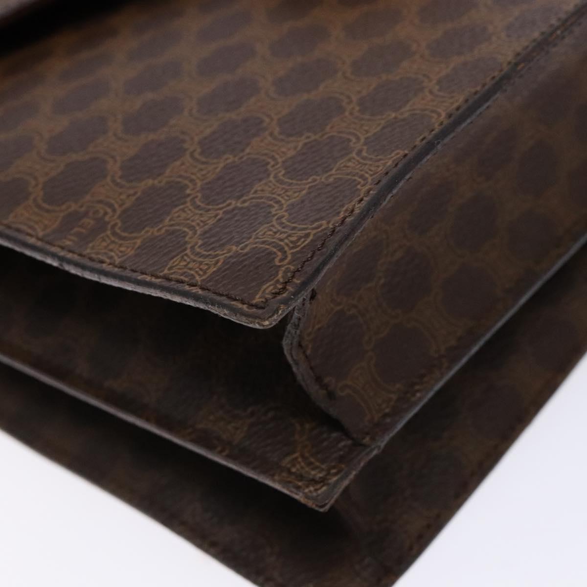 CELINE Macadam Canvas Hand Bag PVC Leather Brown Gold Auth 138386