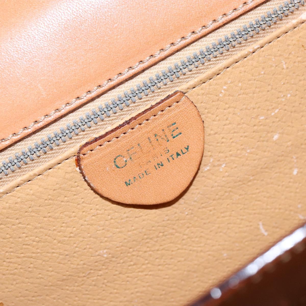CELINE Macadam Canvas Hand Bag PVC Leather Brown Gold Auth 138386
