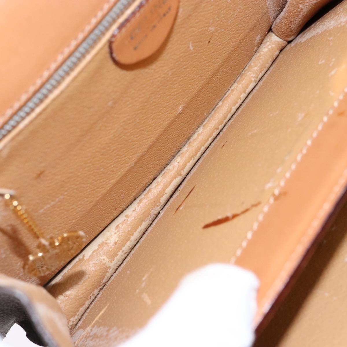CELINE Macadam Canvas Hand Bag PVC Leather Brown Gold Auth 138386