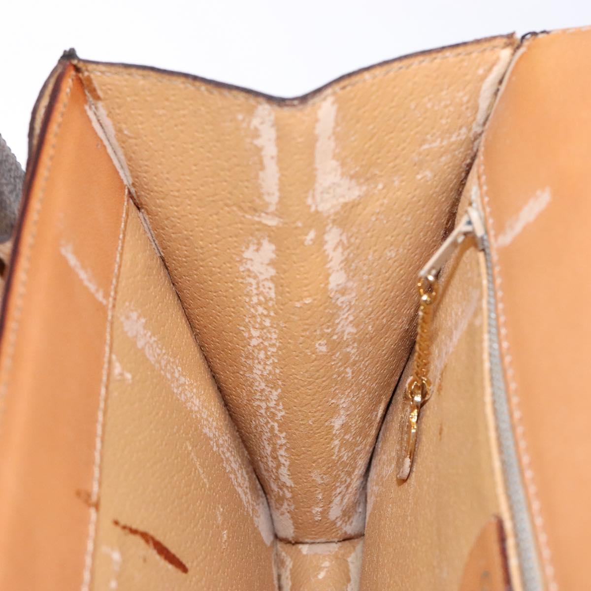 CELINE Macadam Canvas Hand Bag PVC Leather Brown Gold Auth 138386