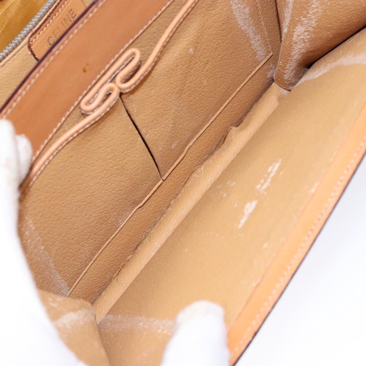 CELINE Macadam Canvas Hand Bag PVC Leather Brown Gold Auth 138386