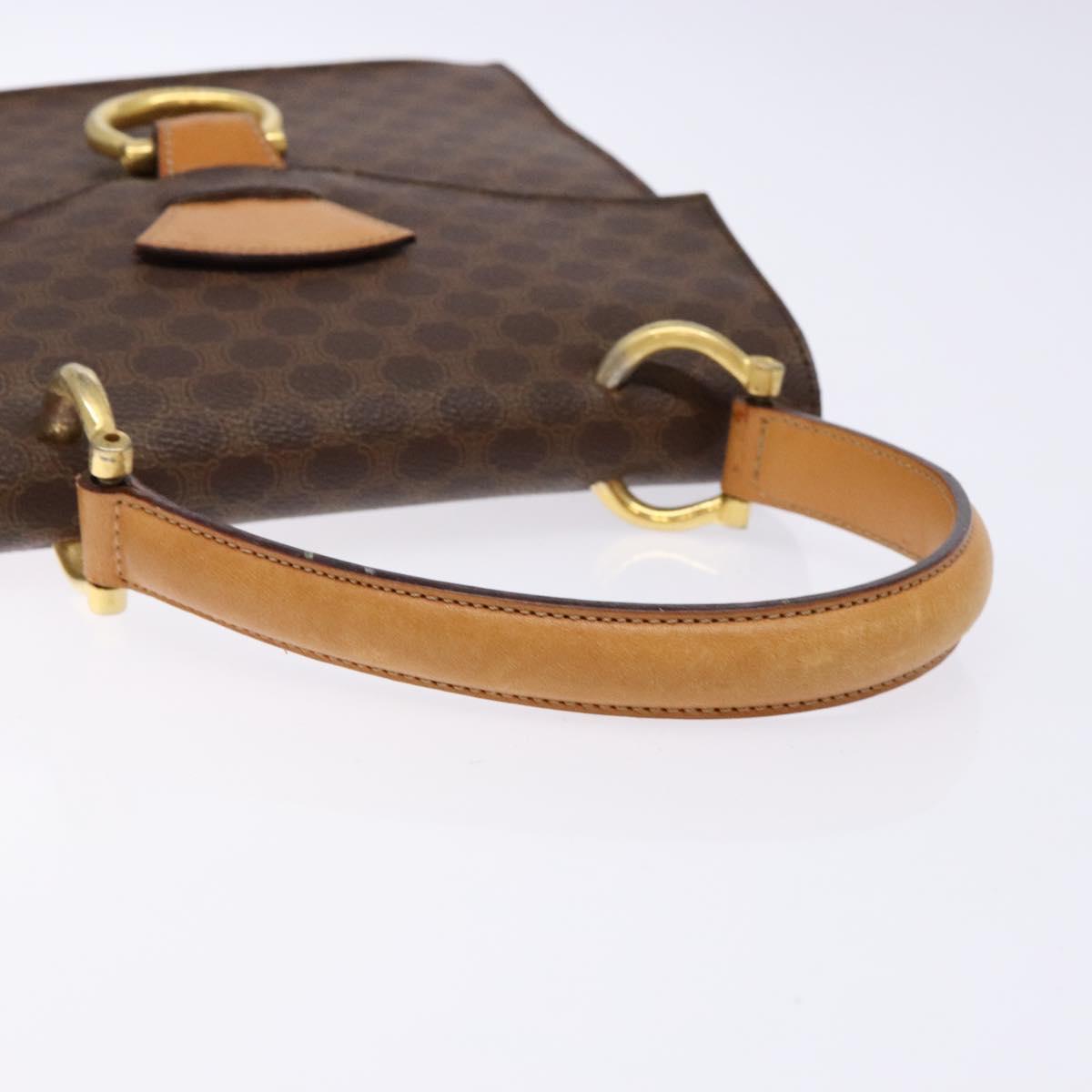 CELINE Macadam Canvas Hand Bag PVC Leather Brown Gold Auth 138386