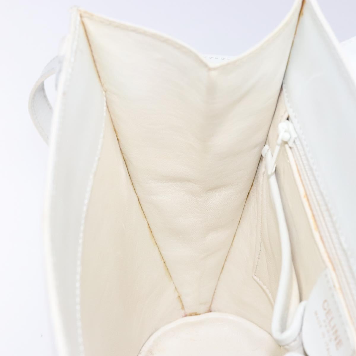 CELINE Shoulder Bag Leather Gold White Auth 138388