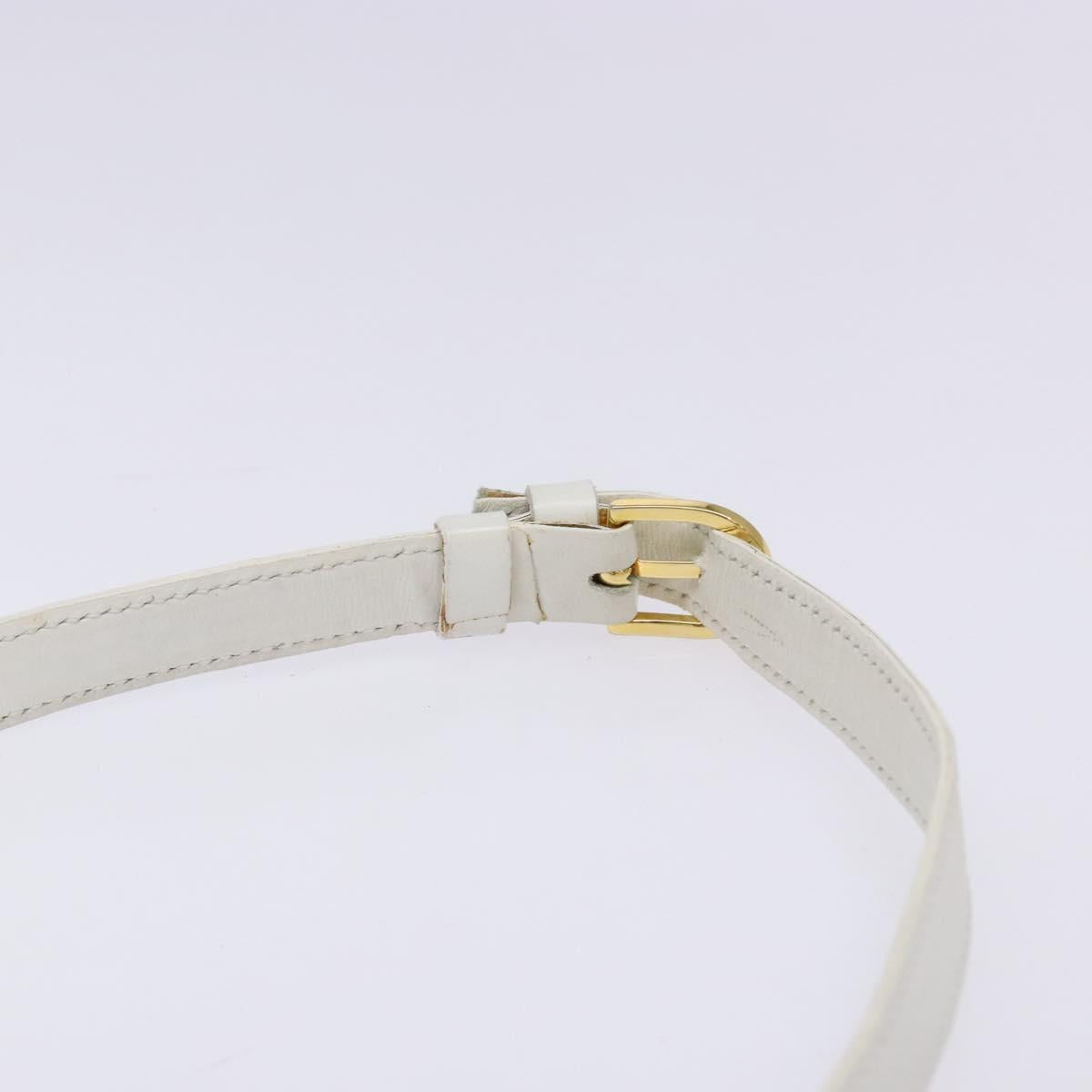 CELINE Shoulder Bag Leather Gold White Auth 138388