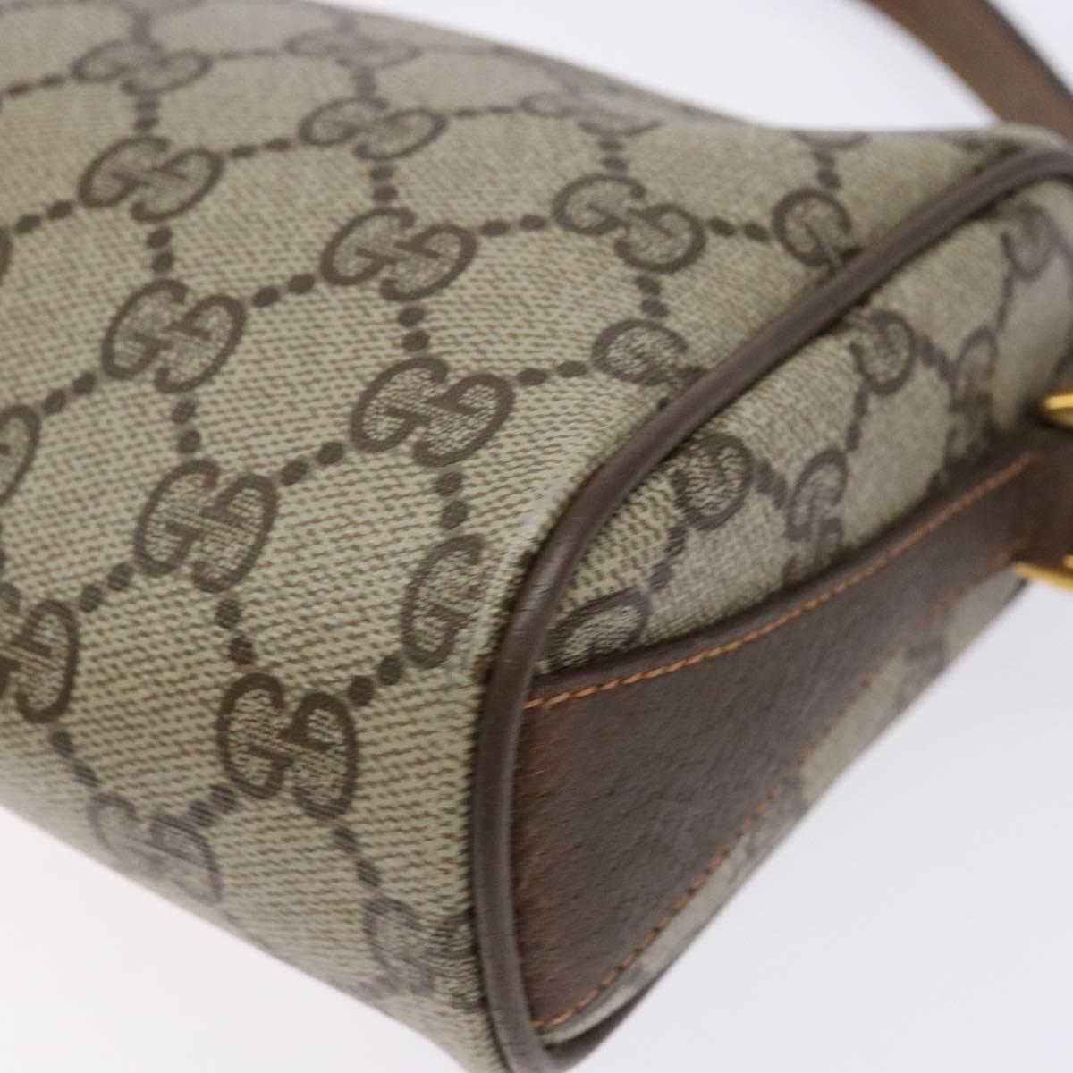 GUCCI GG Supreme Web Sherry Line Bag PVC Beige Gold 89 02 018 Auth 138389