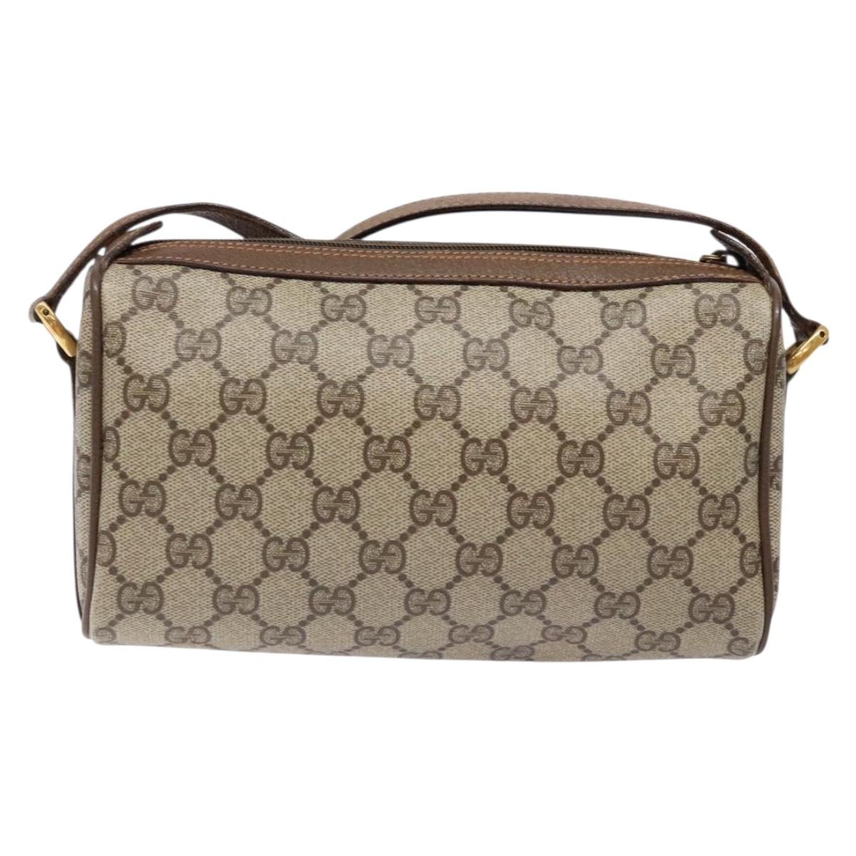 GUCCI GG Supreme Web Sherry Line Bag PVC Beige Gold 89 02 018 Auth 138389