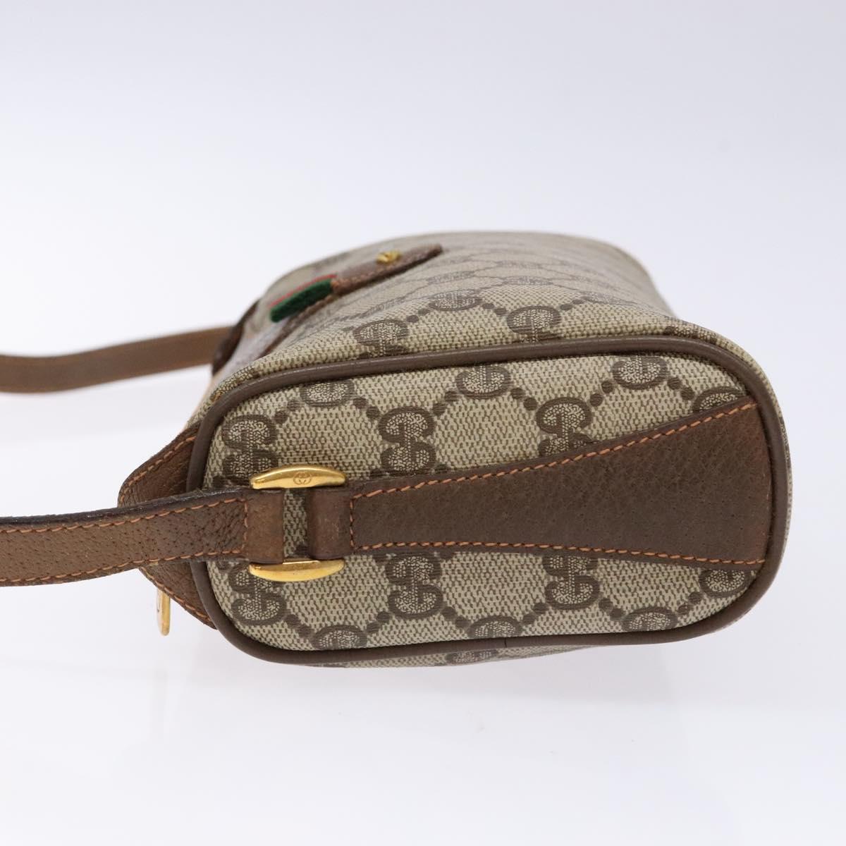 GUCCI GG Supreme Web Sherry Line Bag PVC Beige Gold 89 02 018 Auth 138389