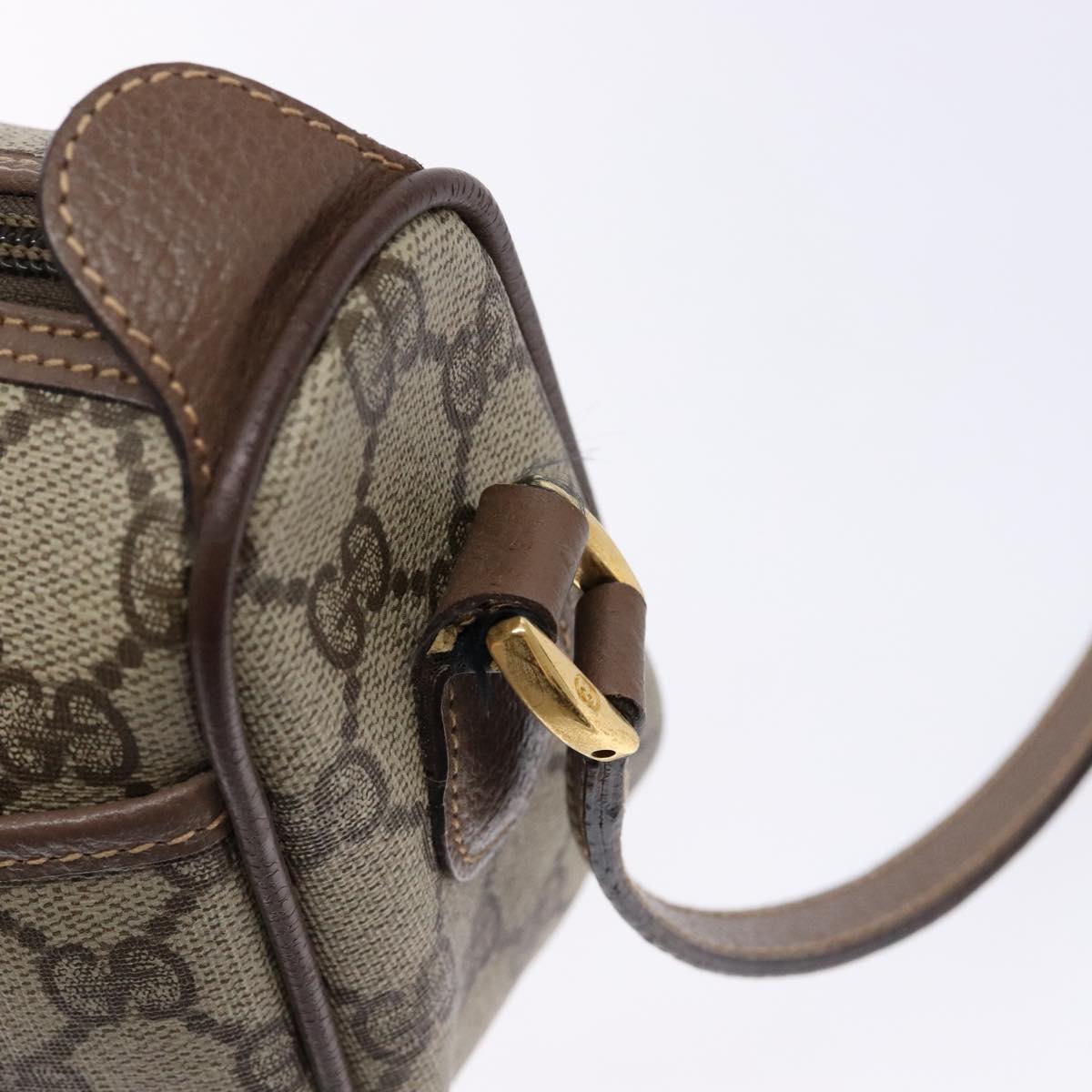 GUCCI GG Supreme Web Sherry Line Bag PVC Beige Gold 001 754 6177 Auth 138390