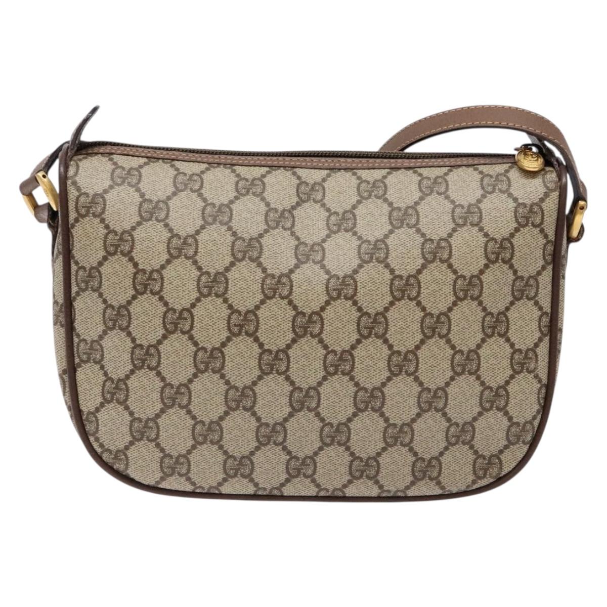 GUCCI GG Supreme Web Sherry Line Bag PVC Beige Gold 001 754 6177 Auth 138390