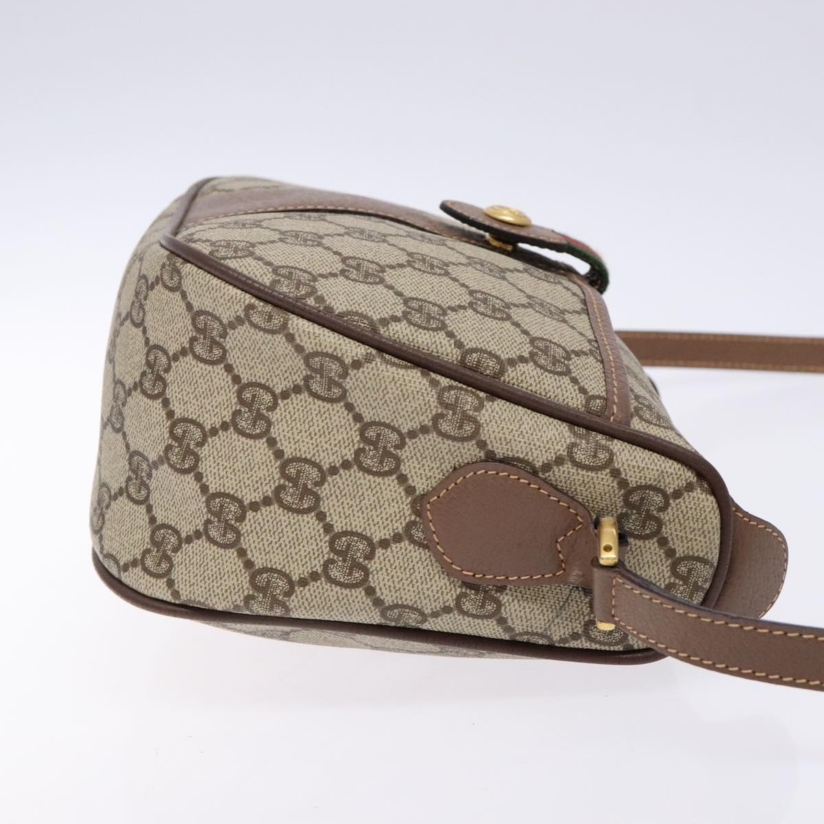 GUCCI GG Supreme Web Sherry Line Bag PVC Beige Gold 001 754 6177 Auth 138390