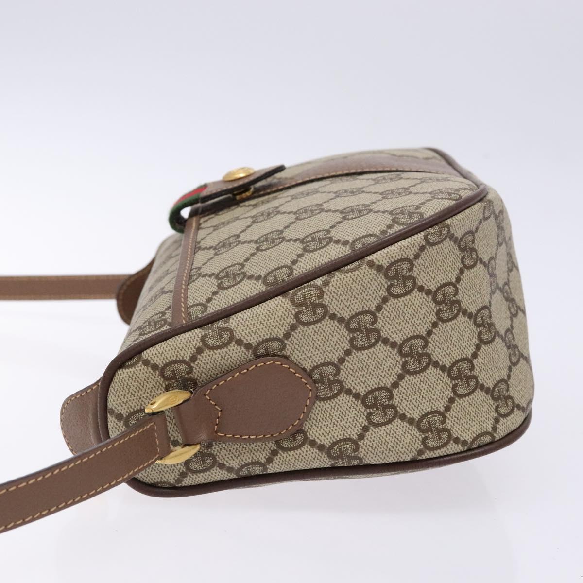 GUCCI GG Supreme Web Sherry Line Bag PVC Beige Gold 001 754 6177 Auth 138390