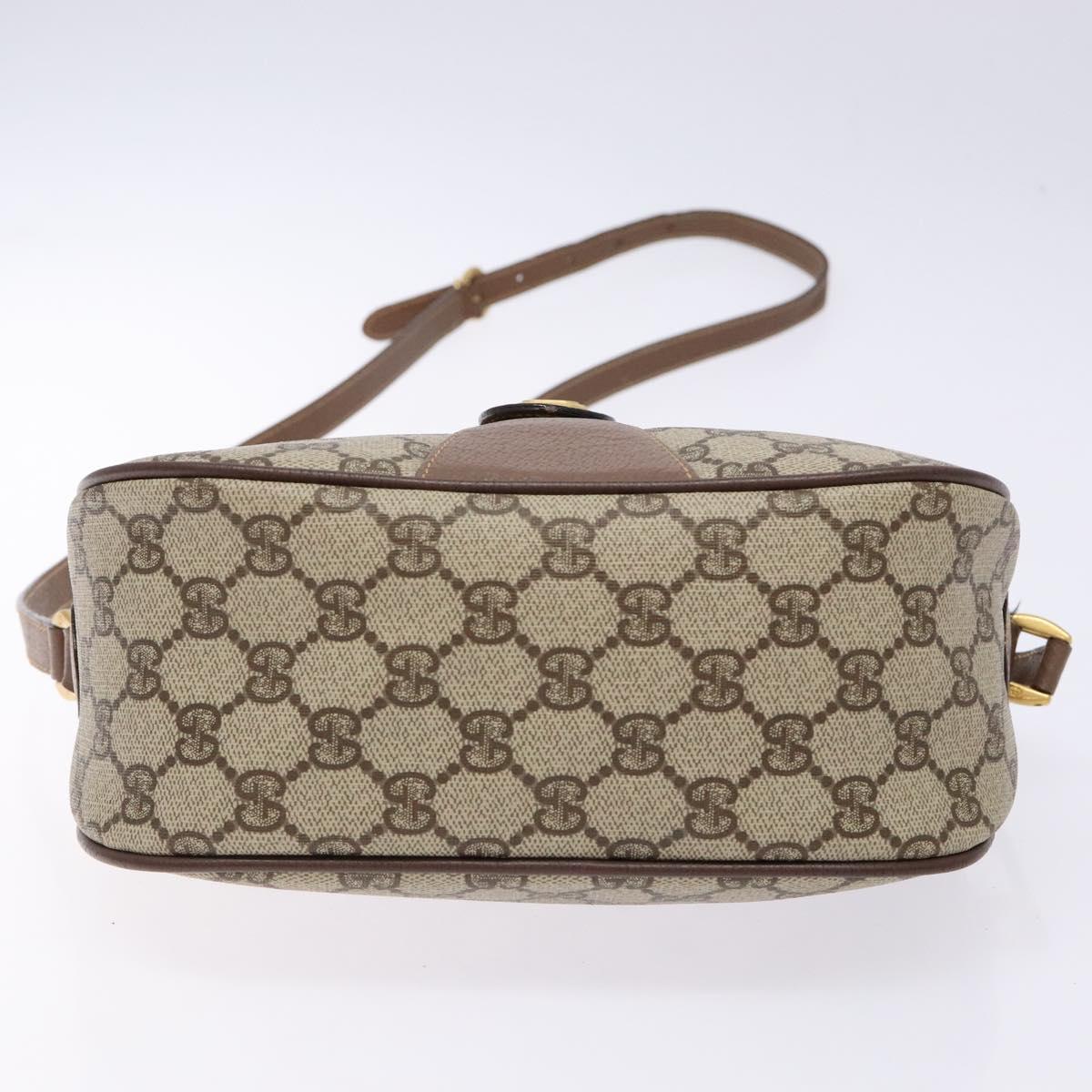 GUCCI GG Supreme Web Sherry Line Bag PVC Beige Gold 001 754 6177 Auth 138390